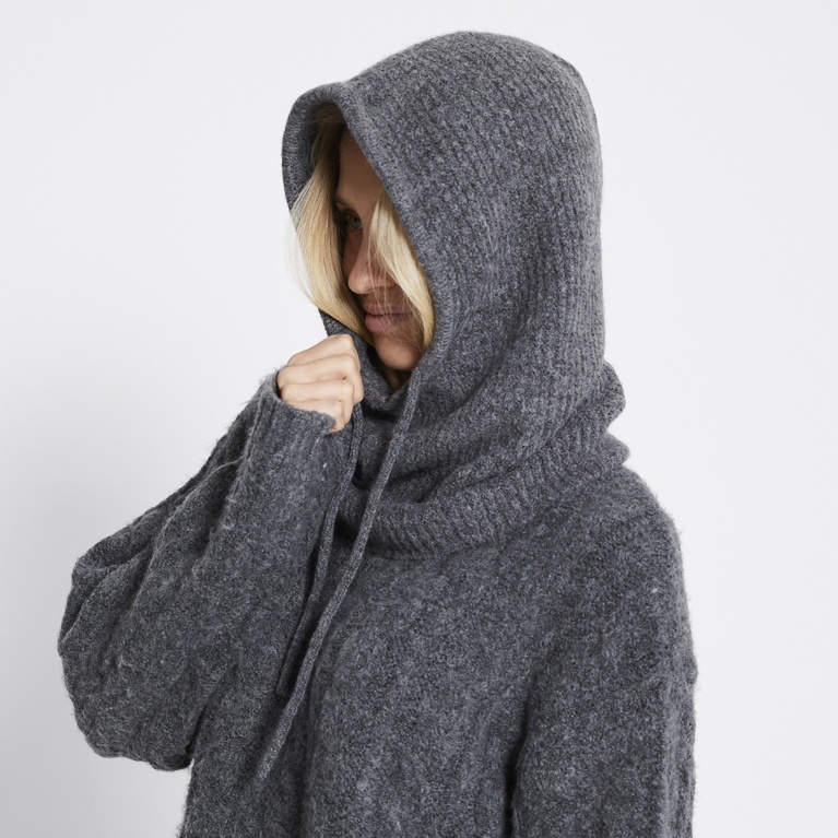 Ribbed balaclava "Kelly" Grey Melange